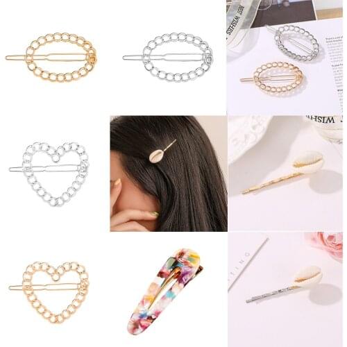 Summer Fashion alloy gold /silver color heart shell Shape Hairpins Female Hair Styling Accessories dropping shipping F034