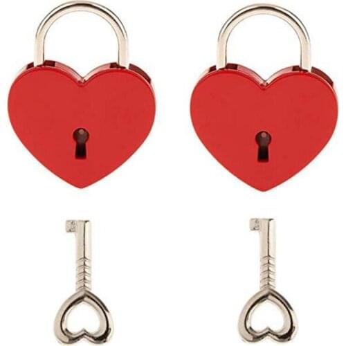 100pcs/lot 30*38MM Small Mini Heart Love Lock Zinc Alloy Metal Valentines Day Wish Padlock for Lovers Diary Book 10 Color Mixed