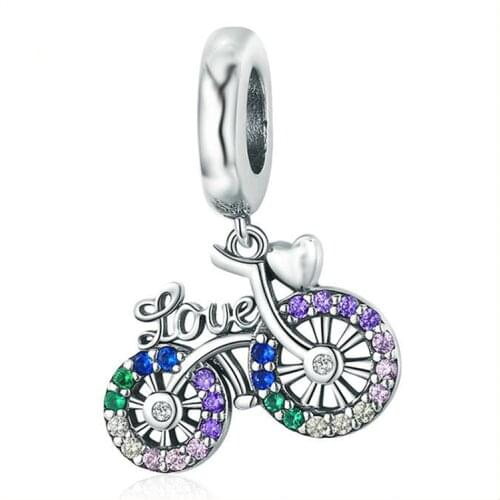 2Pcs/Lot 2019 NEW LOVE Bicycle Charm Pendant Beads fit Original Brand Bracelets Necklaces For Women DIY Jewelry Accessories