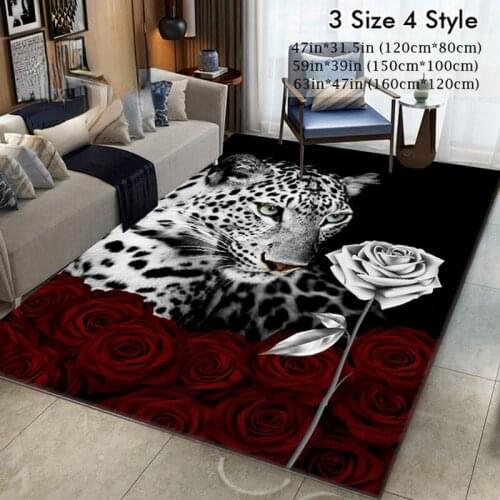 3D Leopard Tiger Lion Cat Non-slip Area Rugs Large Mat Rugs for Living Room Carpet Wild Animals Rugs Living Room Tatami Rug