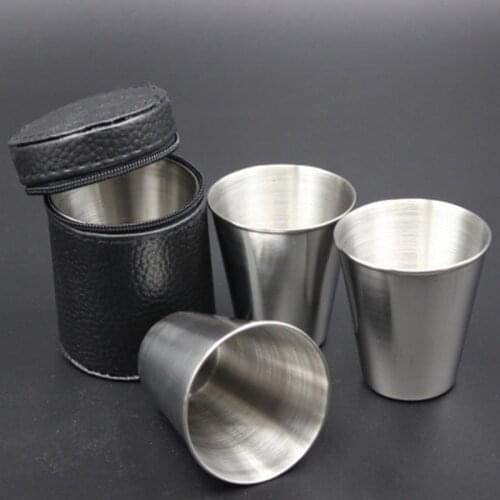 4pcs 30ml Coffee Beer Cup Outdoor Practical Stainless Steel Cups Shots Set Mini Glasses For Whisky Wine Portable Drinkware