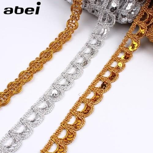 5Yards 18/20mm Gold Lace For Cosplay Stage Performance DIY Sewing Wedding Party Dress Silver lace ribbon Fabric Accessories