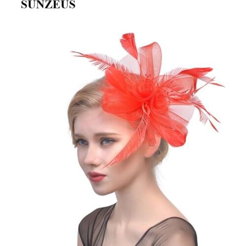 Feathers Tulle White Wedding Hats for Bride Flora Sexy Girls Dancing Hats Hair Accessories Womens Party Hats SH39