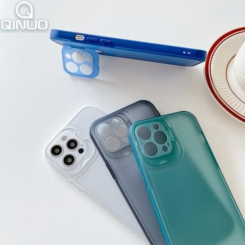 Flip Camera Cover Phone Holder Stand Case For iPhone 11 12 Pro Max XS XR 7 8 Plus SE 2020 Shockproof Matte Clear Hard Protection