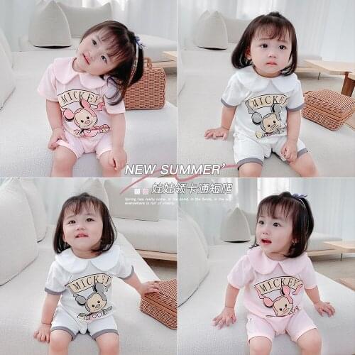 Baby Rompers 2021 Summer New Toddler Boys Girls Cartoon Print Doll Collar Cotton One-pieces Kids Bodysuits Newborn Baby Clothes