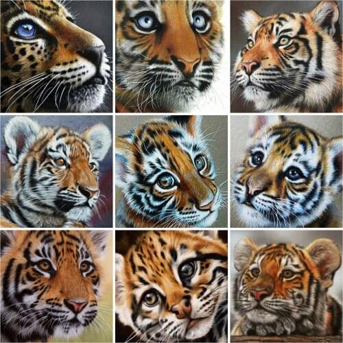 Evershine 5D DIY Diamond Embroidery Tiger Diamond Painting Animal Full Square Round Pictures Of Rhinestones Home Decoration