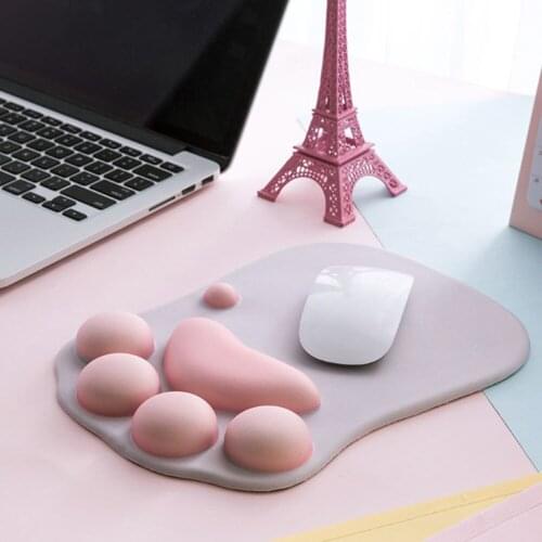 2021 New Cute Cat Paw Mouse Pad Non Slip Silicone Comfortable Soft Wrist Rest Support Mice Mat for Computer PC Laptop Support