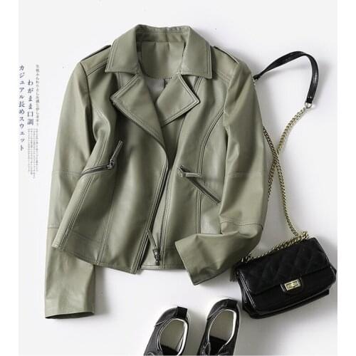 Genuine Leather Jacket Women Spring 2021 100% Sheepskin Coat Female Motorcycle Coats and Jackets Chaqueta Cuero Mujer Pph3868