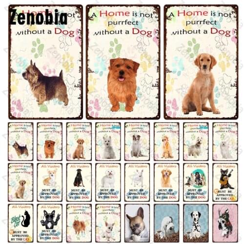 Metal Tin Dog Sign Lovely Pet Teddy Beagle Vintage Wall Decorative Plate for Pub Bar Club Pet Store Kids Room Home Decoration