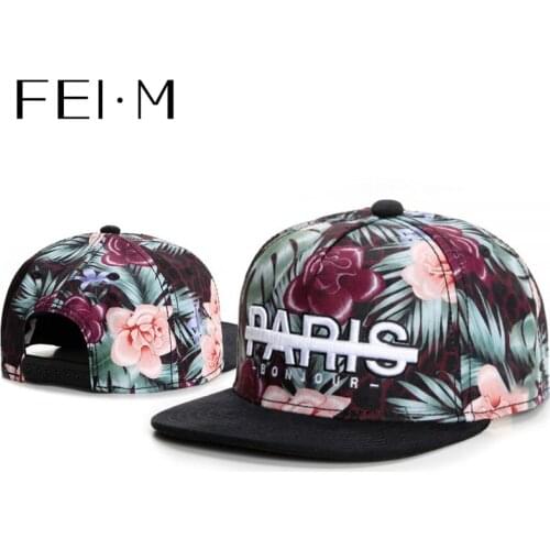 FEI M Fashion Paris Steez Adjustable Snapback Cap Floral Baseball Cap Sun Protection Outdoor Adult Keep Warm Sun Basketball Hat