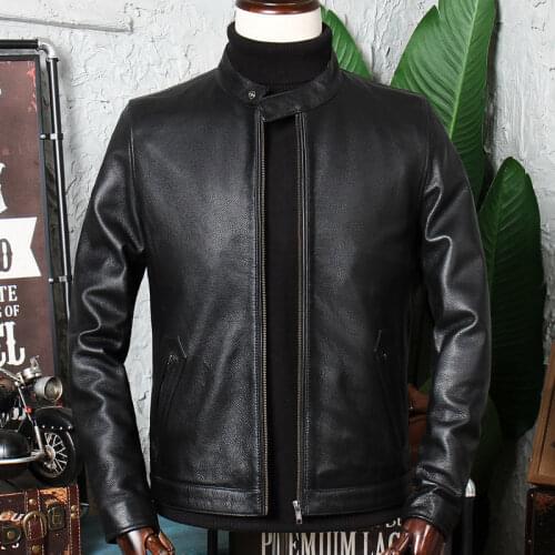 2021 Men Autumn Winter New Real Leather Jackets Men Motorcycle Genuine Cow Leather Coats Male Cowhide Plus Size Outwear W580