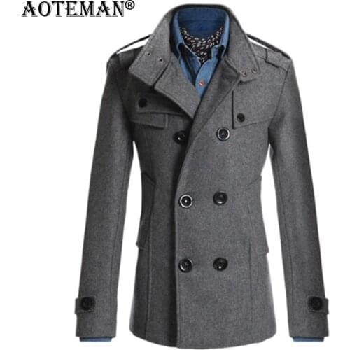 Men Woolen Jackets Winter Coats Solid Slim Fit Outwear Men Brand Clothing Business Overall 2020 Casual Fashion Wool Jacket LM046