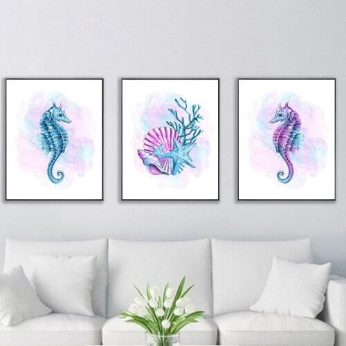 CHENISTORY 3pcs Paint By Numbers For Adults Kit Hippocampus Animal HandPainted Oil Painting Canvas DIY Gift Home Decor 40×50cm