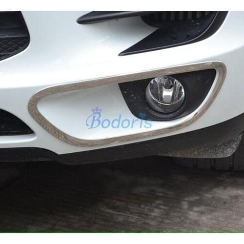 For Porsche Macan 2014 2015 Stainless Steel Front Fog Lamp Cover Overlay Light Frame Panel Chrome Car Styling Accessories