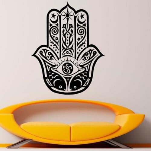 Hamsa Hand Wall Stickers Home Decor Living Room Art Wall Decals Eye Meditates Religion Indian Murals
