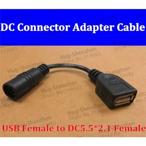 NEW product 5pcs 5.5 * 2.1 mm DC female to USB female power adapter \ USB charging cord line