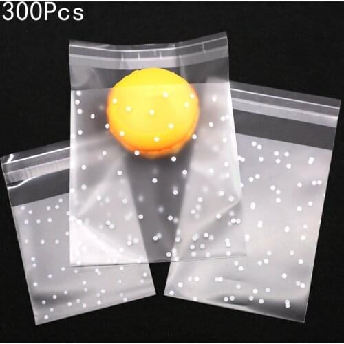 White Polka Dot Self-adhesive Clear Plastic Bags for Party Gifts Wedding 300pcs/lot