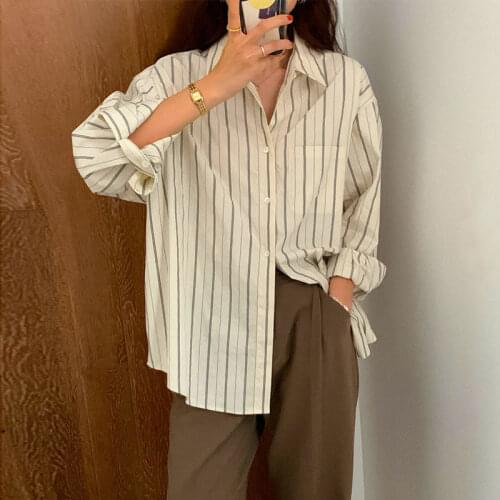 Женские рубашки в полоску Rimocy China At AliExpress