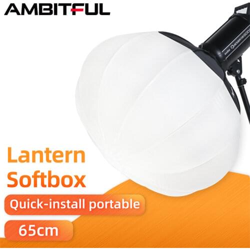 AMBITFUL 65cm 25.6" Lantern Foldable Quick-install Portable Round Shape Softbox Light for Bowens Profoto Elinchrom Studio Flash