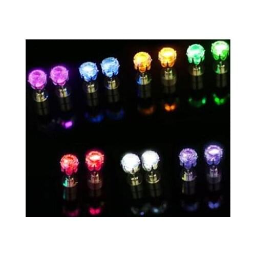 Christmas party light up crystal earrings men women children dance club LED Luminous Stud Flash Earrings festive event props