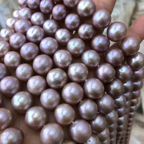 11-13mm Super Big Size Purple Color Edsion Loose Pearl Necklace Real Pearl Strand String 39cm Long