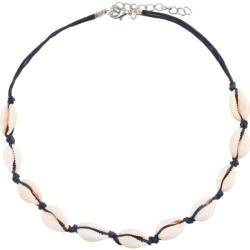Vintage Jewelry Natural Shells White Black Rope Choker Simple Handmade 2020 Trend Necklace Womens Neck Chain
