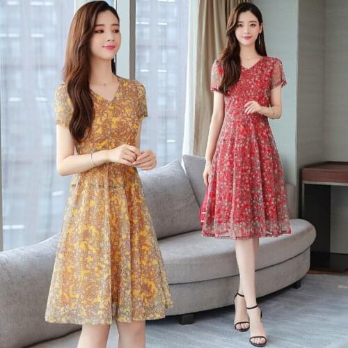 2021 Elegant Floral Chiffon Beach Midi Dress Spring Summer 3XL Plus Size Print Vintage Runway Dress Women Bodycon Party Vestidos