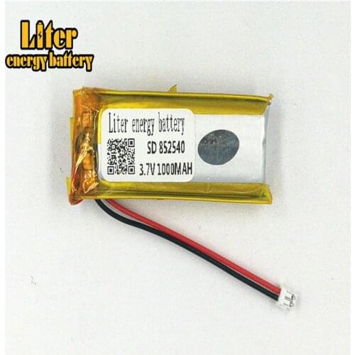 1.5MM 2pin connector Lithium Battery 3.7V 852540 1000mah Rechargeable Battery for Toys Electric Products