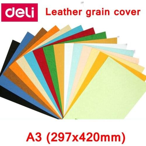 100PCS/LOT Deli A3 size 297x420mm 230g dermatoglyph paper Leather grain paper embossed paper book cover paper colored