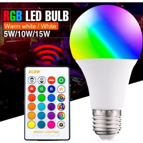 2Pcs LED RGB Bulb E27 Light RGB RGBW RGBWW Dimmable IR Remote AC85-265vColorful Magic Holiday Bar Club Night Smart Lamp