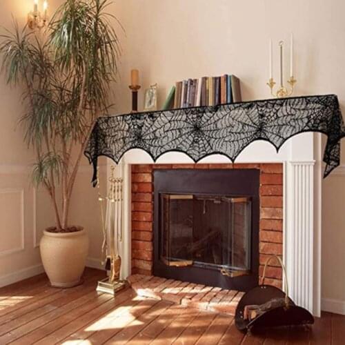 2021 Popular Halloween Lace Cobweb Fireplace Cover Cobweb Party Supplies Halloween Christmas Decoration