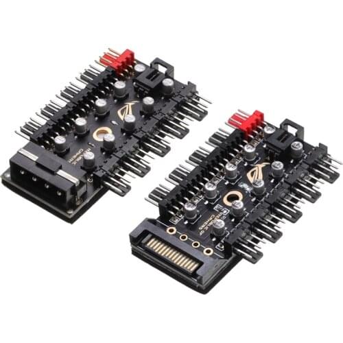 4 Pin PWM Cooler Fan Hub Splitter Extension 12V port Supply SATA Power /Large 4D Motherboard 1 to 10 PC Speed Controller Adapter