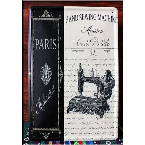 50pcs/lot Metal Sign shabby chic Hand Sewing machine Vintage tin poster tin signs Art wall decor House Bar bedroom iron painting