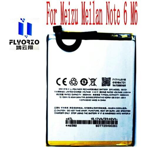 Brand new High Quality 4000mAh BA721 Battery For Meizu Meilan Note 6 M6 Mobile Phone