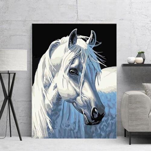 New 5D DIY Diamond Painting White Horse Square Rhinestone Diamond Embroidery Animal Cross Stitch Handmade Gift Wall Decoration