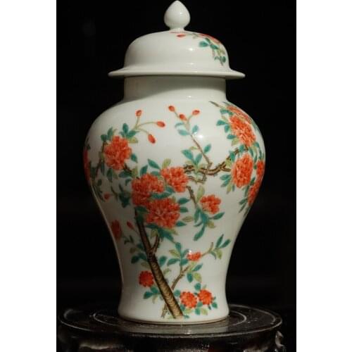 Pure Hand-painted Genuine Famille Rose High-grade Pomegranate General Pot /Ceramic Vase Ornaments