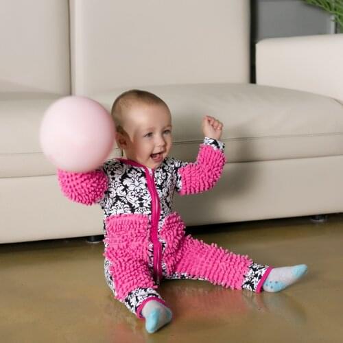 Baby Mop Rompers Outfit Girl Rompe Boy Girl Polishes Floors Cleaning Mop Suit Cleaning Mop Sui Kids Crawls Toddler Jumpsuit