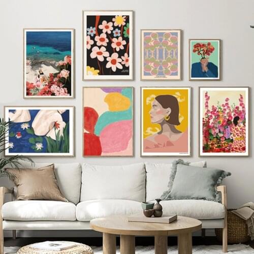 Illustration Beach Bikini Girl Garden Wall Art Canvas Painting Nordic Poster And Prints Wall Pictures For Living Room Home Decor