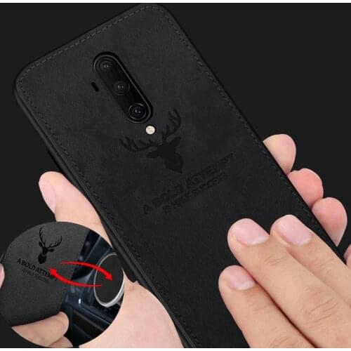 Cloth Texture Christmas Deer 3D Soft TPU Magnetic Car Case For Oneplus 7T Pro Built-in Magnet Case For Oneplus 7T Pro 8 Cover