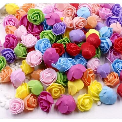Pretty 30pcs 2.5cm Small Mini Roses Foam Artificial Flowers For Wedding Festive Decoration Handmade Pompom DIY Craft Accessories