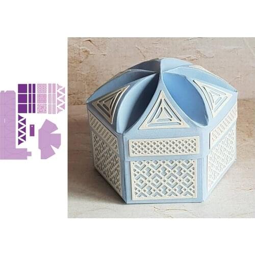 Hexagon Petal Box Metal Cutting Dies Scrapbooking Album Paper DIY Card decoration Craft Embossing Die Cuts 2019 New Photo Making