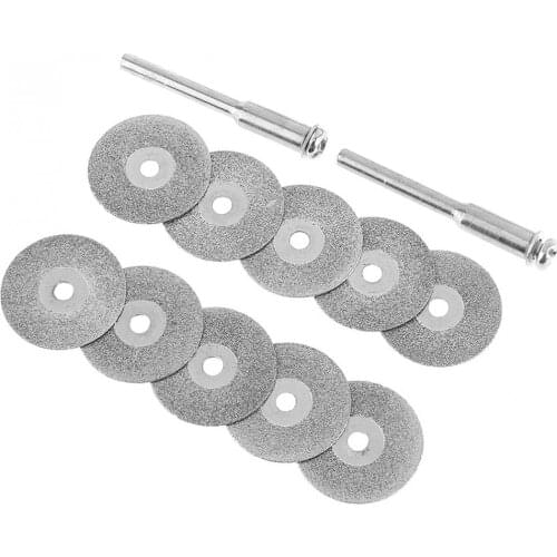 Mini Circular Saw Blades 10pcs/set 25mm Diamond Cutting Discs Saw Blade with 2pcs 3mm Diameter Fixed Rod for Cutting Glass Metal