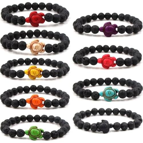 Sea Turtle Beads Bracelets For Women Men Classic 9 colors Natural Stone Elastic Friendship Bracelet Beach Jewelry