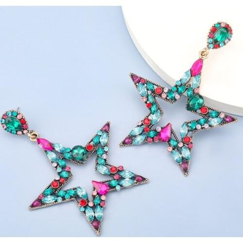 Fashion New womens Earrings Colorful Five-pointed Star Pendants Dinner Party Wedding Temperament Earrings Accessories