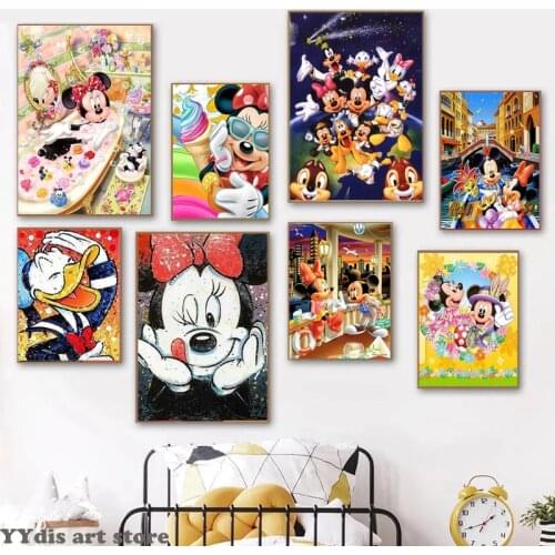 Cartoon Mickey Mouse Canvas Painting Disney Donald Duck Posters and Prints Cuadros Wall Art Pictures for Living Kids Room Decor