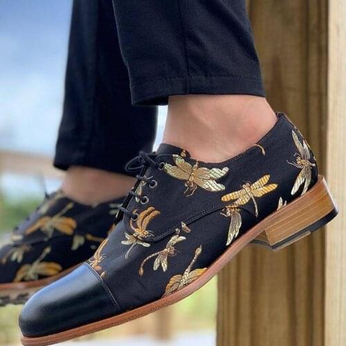 Men PU Leather Fashion Shoes Low Heel Loafers Shoes Dress Shoes Brogue Shoes Spring Ankle Boots Vintage Classic Male CasualHA361