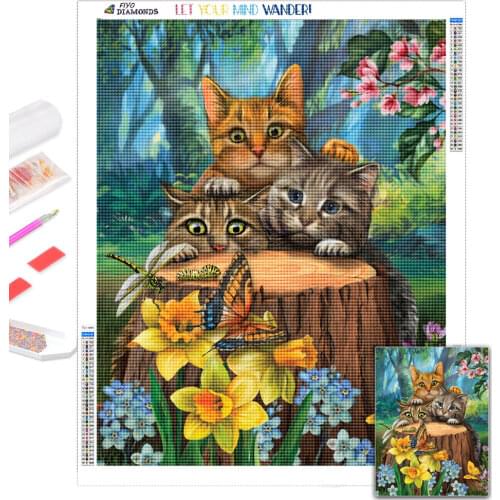 Diamond Painting Cat DIY Cross Stitch Set Diamond Mosaic Animal Picture Of Rhinestone Flower Embroidery Home Decoration Art