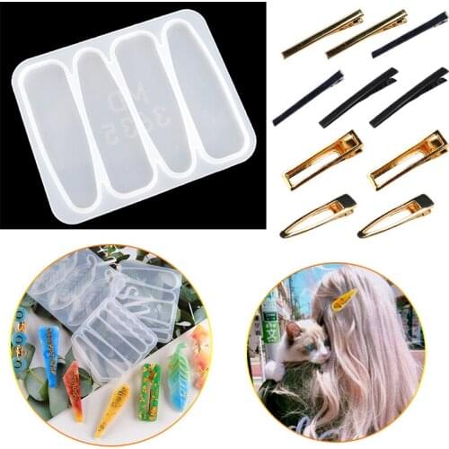 TC161 11Pcs Set Hair Clip Silicone Moulds Crystal Epoxy Hair Metal Accessories Jewelry Making Tools For Craft Supplies
