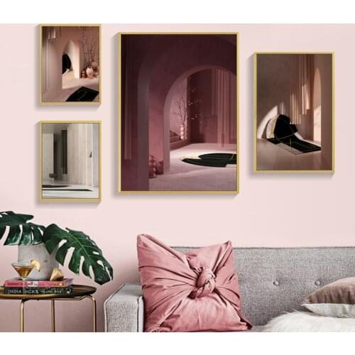 Wall Art Canvas Paintings Abstract Architecture Building Landscape Poster Print Picture for Living Room Home Interior Decoration