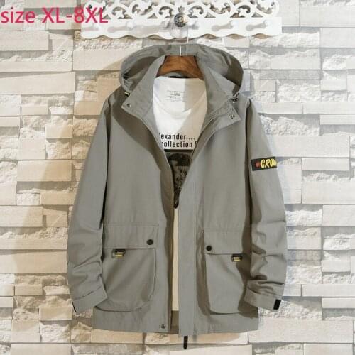 New Arrival Super Large Spring Autumn Men Casual Turn-down Collar Loose Mens Jackets And Coats With Hood Plus Size XL-6XL7XL 8XL